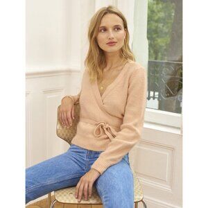 EUC Rouje Marty Angora Wrap Cardigan Peach Beige 38, 6